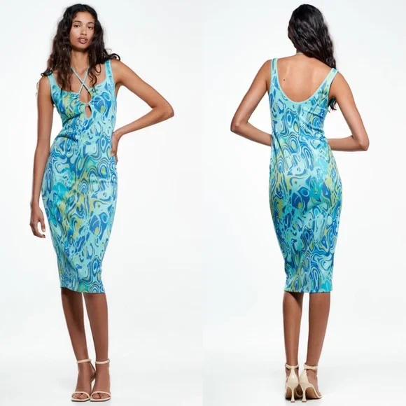 zara cut out jacquard dress Bloggers Fav NWT Zara Cut Out Jacquard dress